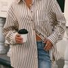 Womens Striped Button Down Shirt Casual Long Sleeve Blouse Top