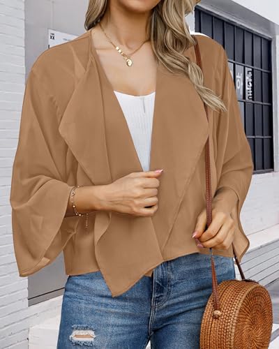 Womens Summer Tops Short Shrugs Kimono Cardigans Casual Chiffon Bolero Jackets