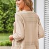 Women's 2025 Cropped Cardigan 3/4 Sleeve Lightweight Crochet Shrug Hollowed-Out Knit Sweater Tops
