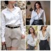 Women's Button Down Shirts Long Sleeve Dress Shirt Slim Fitted Work Tops Collared Dressy Casual Business Blouses