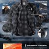 Men's Long Sleeve Heavyweight Fleece Shirts, Plaid Button Up Shirt, Warm Outdoor Casual Shirt with Pockets