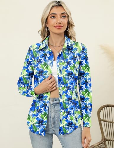 Button Down Shirts for Women Long Sleeve Wrinkle Free Dress Shirts Casual Collared Blouses Business Work Tops