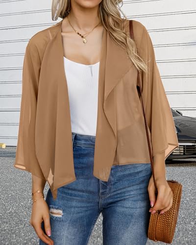 Womens Summer Tops Short Shrugs Kimono Cardigans Casual Chiffon Bolero Jackets