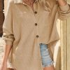 Womens Waffle Knit Shacket Jacket Casual Long Sleeve Button Down Shirts Dressy Blouses Tops